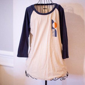 REI Co-op 3/4 sleeve, Size L, Blue and White, NWOT